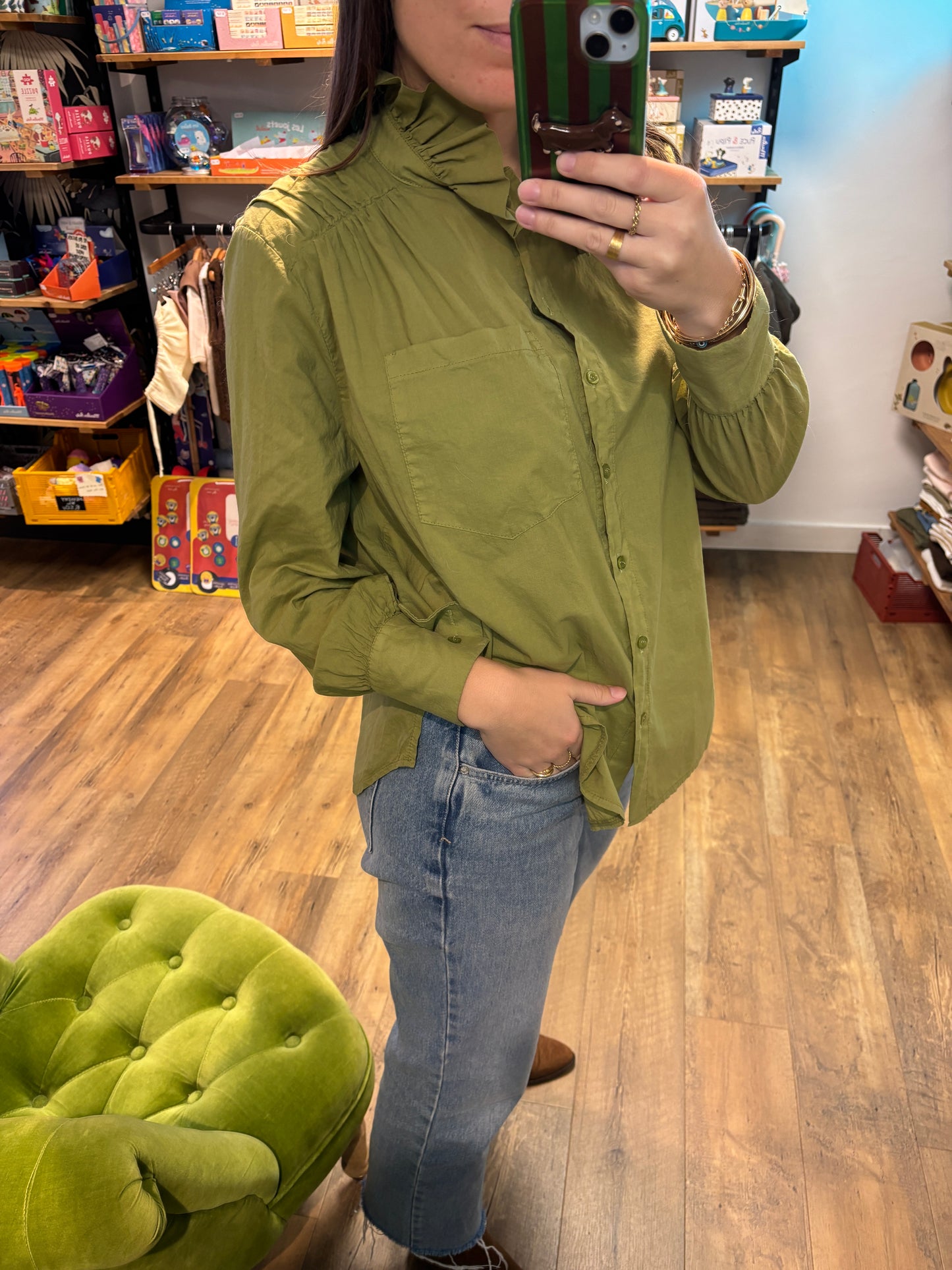 Blouse à col à volants « Lola » : VERT