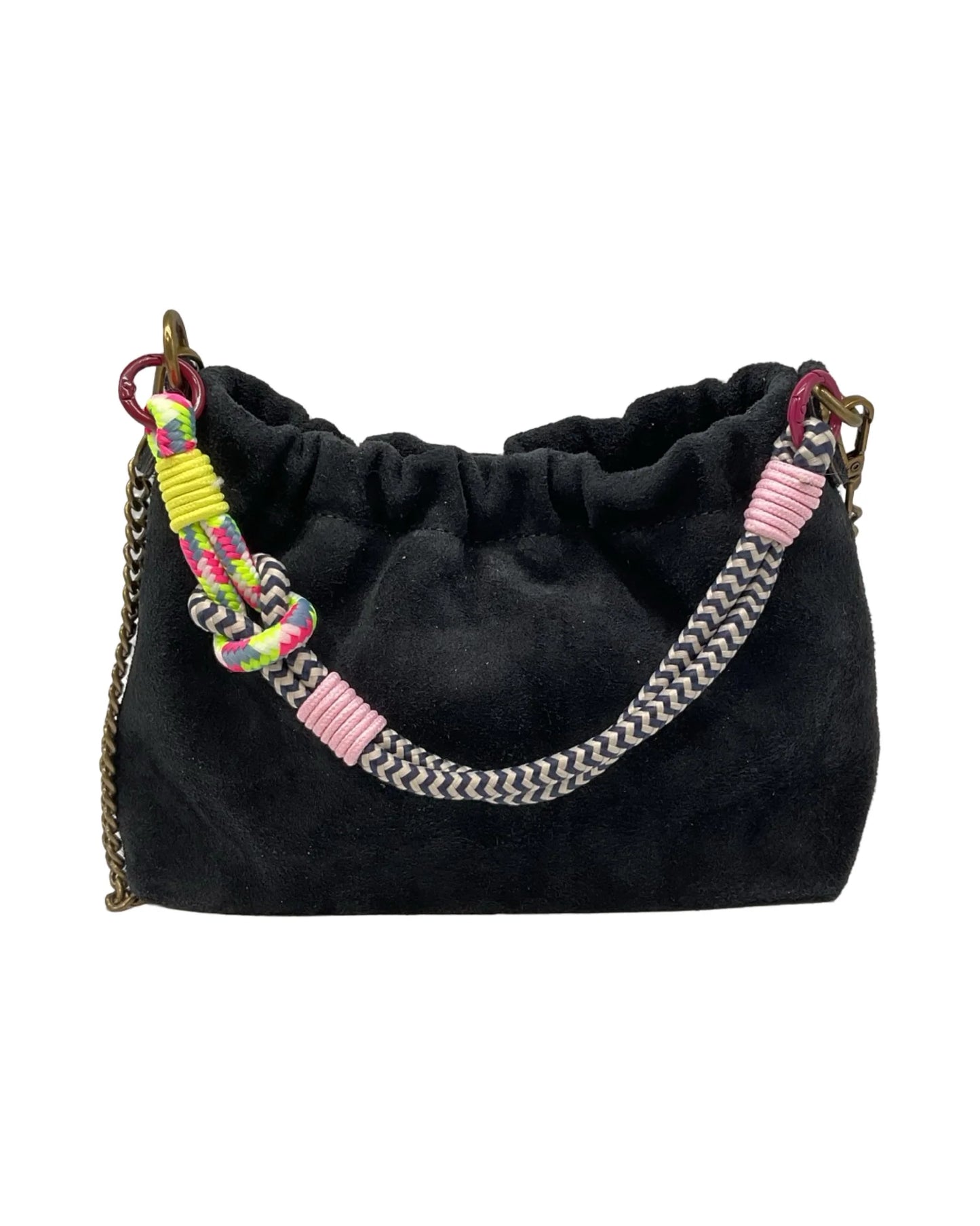 Sac bandoulière cuir suédine Plissa - NOIR