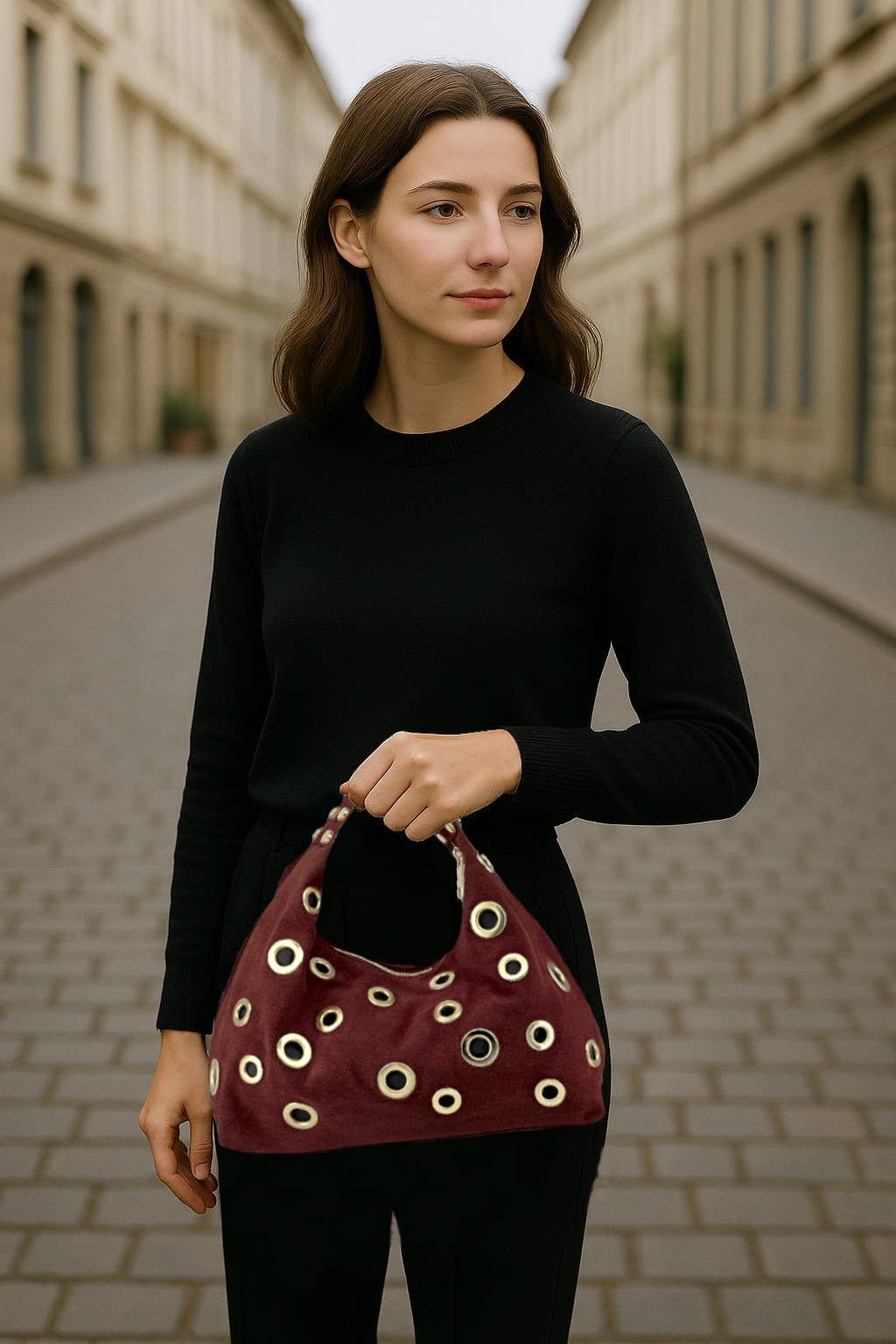 Sac en cuir suédé LIE DE VIN- Genesis