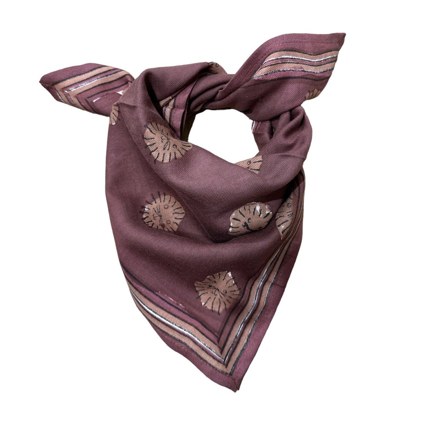 Foulard Bébé Enfant Lion Prune - 50 cm