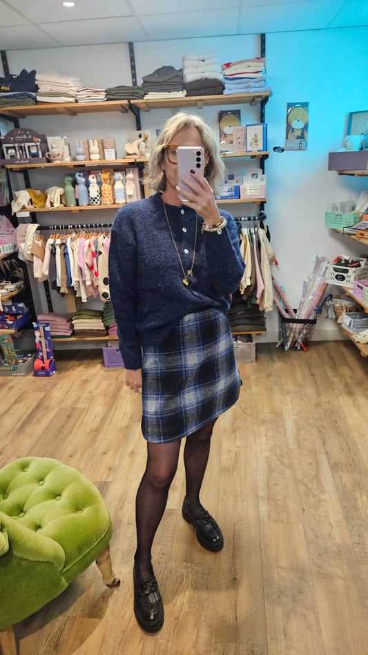 Jupe NAVY PEONY - IHWOOLY CHECK