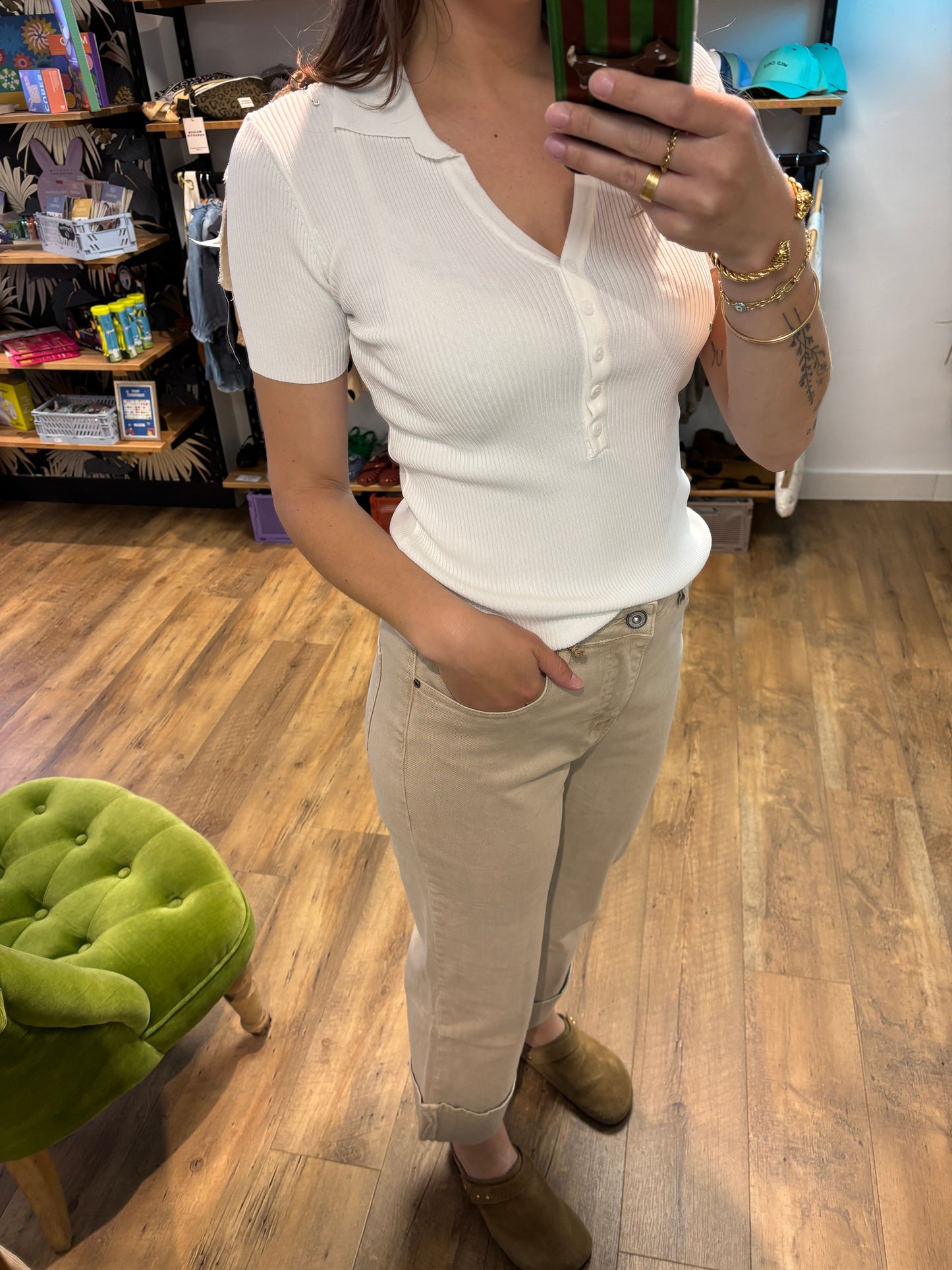 Polo côtelé BLANC - HL050