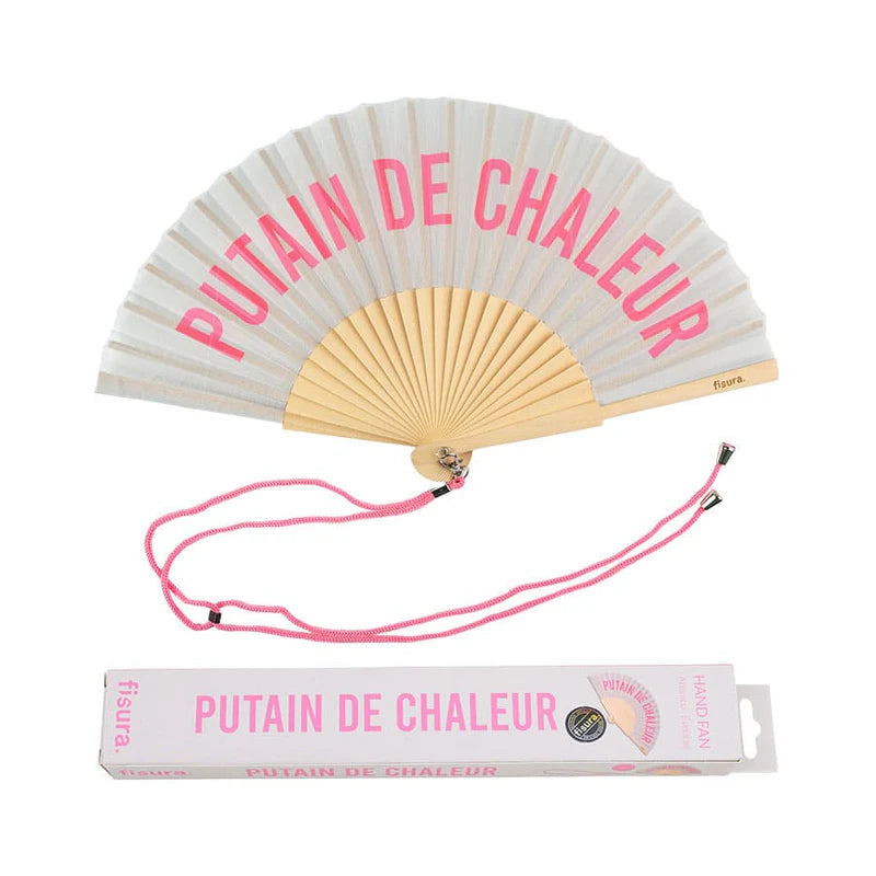 Eventail "Putain de chaleur" GRIS & ROSE