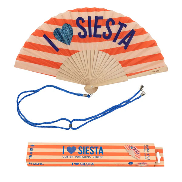Eventail "I LOVE SIESTA" - Rouge