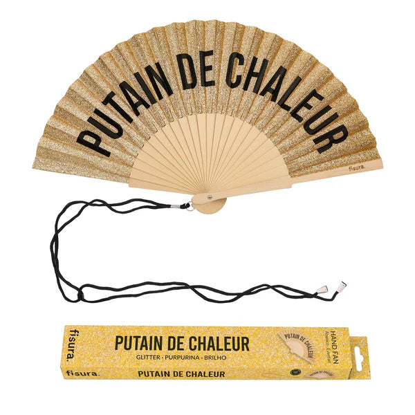 Eventail "PUTAIN DE CHALEUR" - Gold