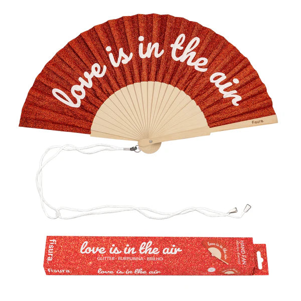 Eventail "LOVE IS IN THE AIR" - Rouge