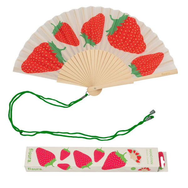 Eventail "FRAISES" - Rouge