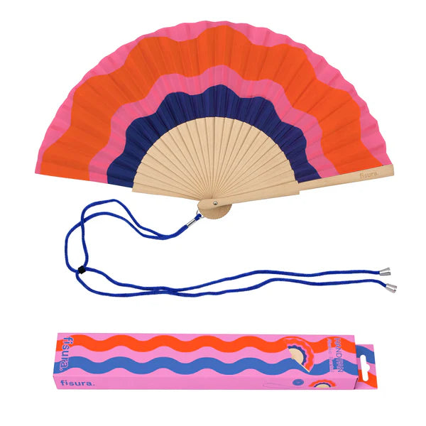 Eventail "VAGUES ROSE ET BLEU"