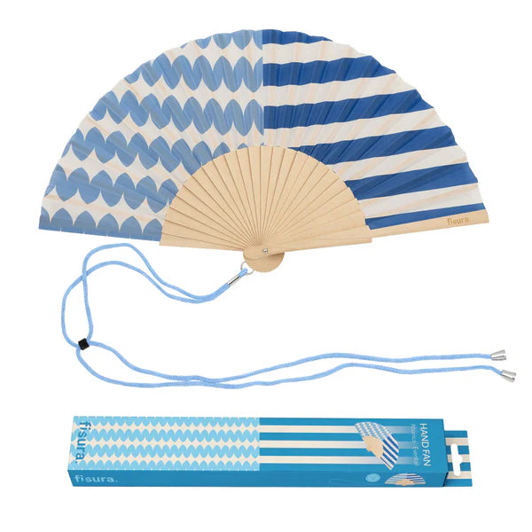 Eventail "SYMETRIQUE BLEU"
