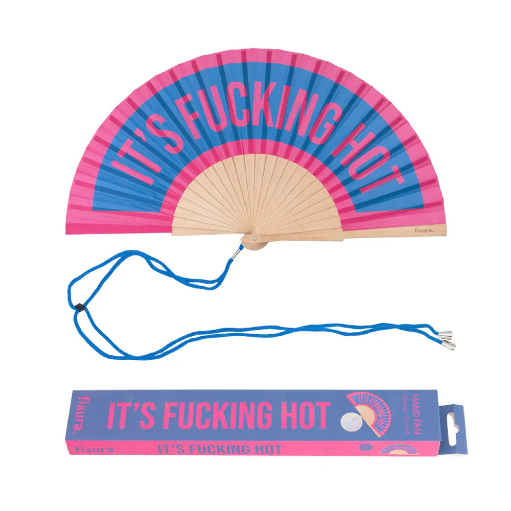 Eventail "It's fucking hot" BLEU & ROSE