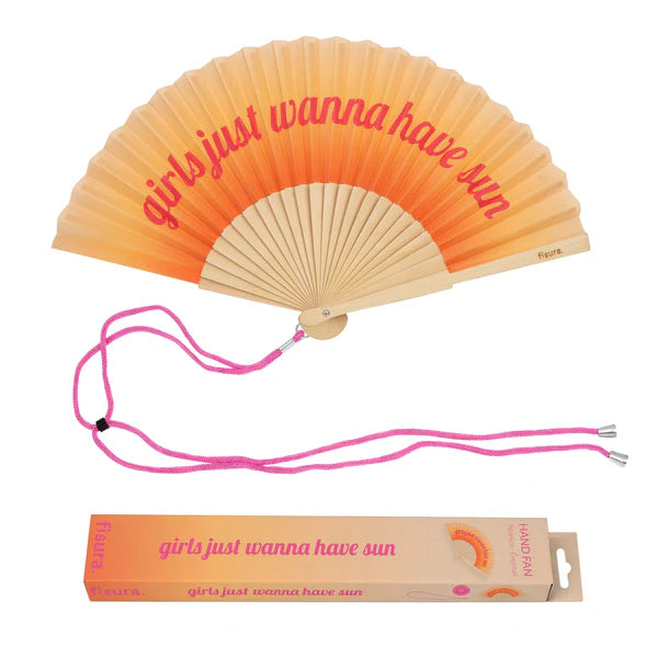 Eventail "GIRLS JUST WANNA HAVE FUN" - Orange