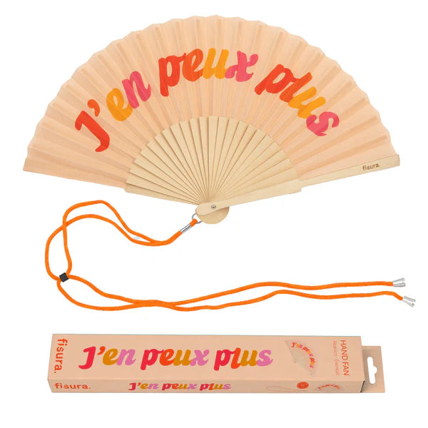 Eventail "J'EN PEUX PLUS" - Beige