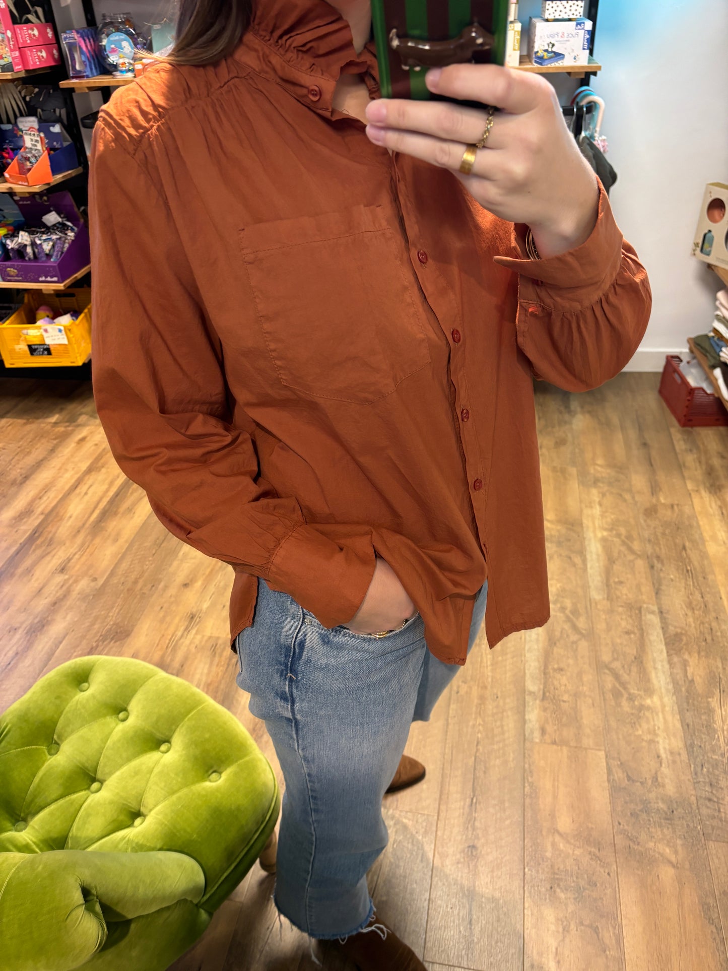 Blouse à col à volants « Lola » : BRIQUE