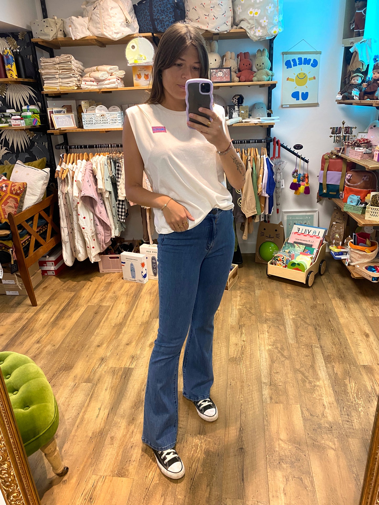 Jean OBJNAIA flared medium blue denim