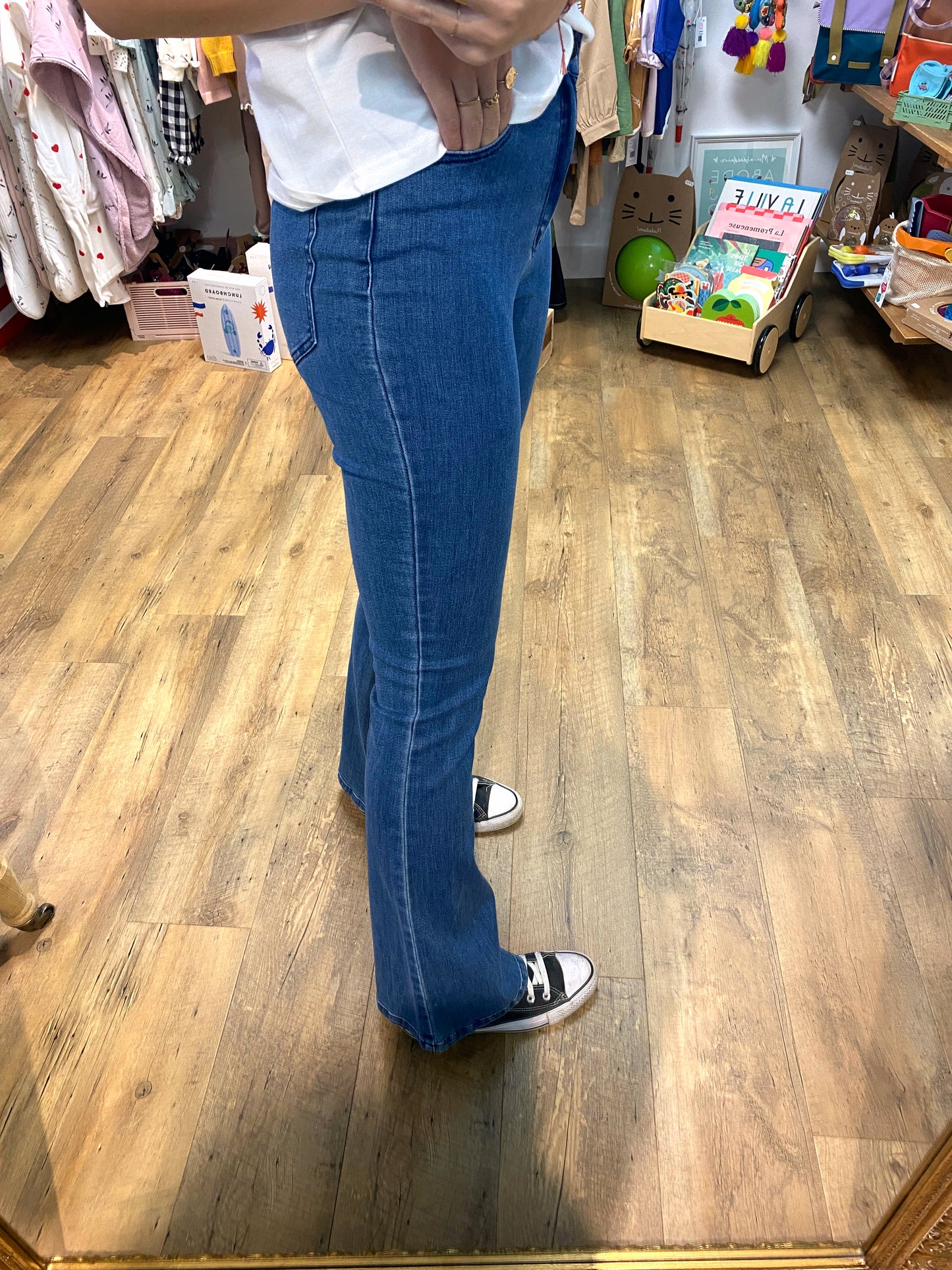 Jean OBJNAIA flared medium blue denim