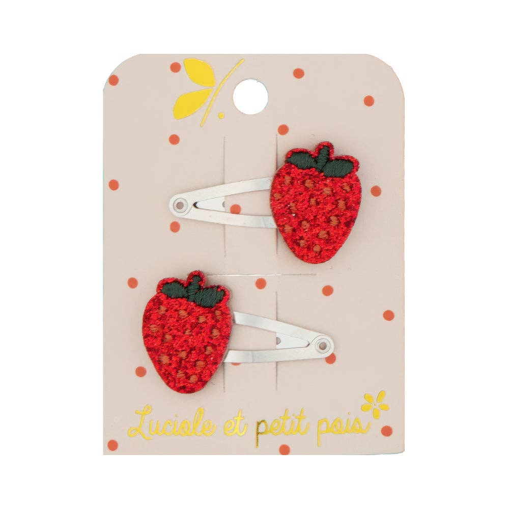 Barrettes mini fraises (paire)