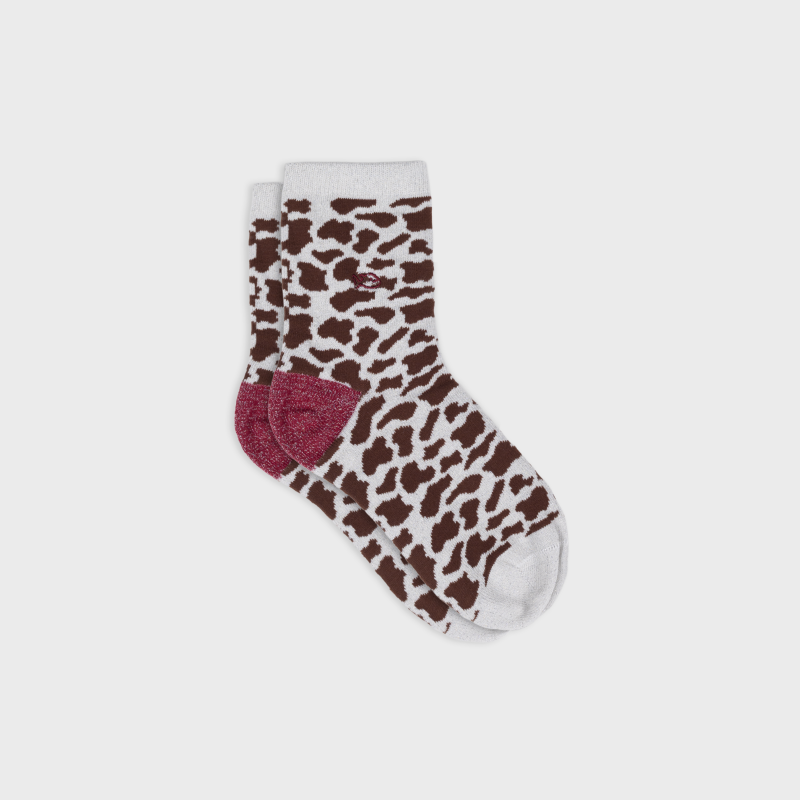Chaussettes vaches pailletées - MARRON