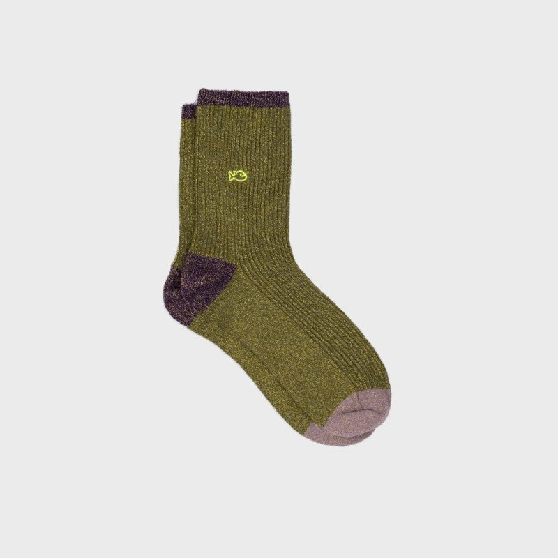 Chaussettes vintage pailletées - OLIVE