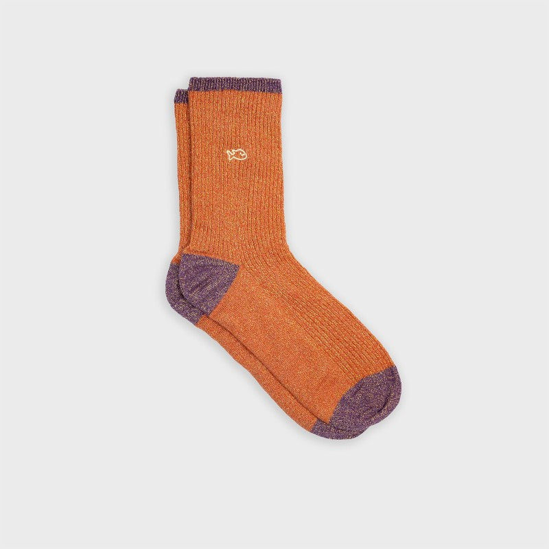 Chaussettes vintage pailletées - BRIQUE