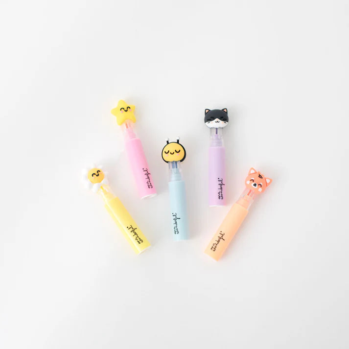 Lot de 5 surligneurs avec étui à crayons - Vivre en couleur
