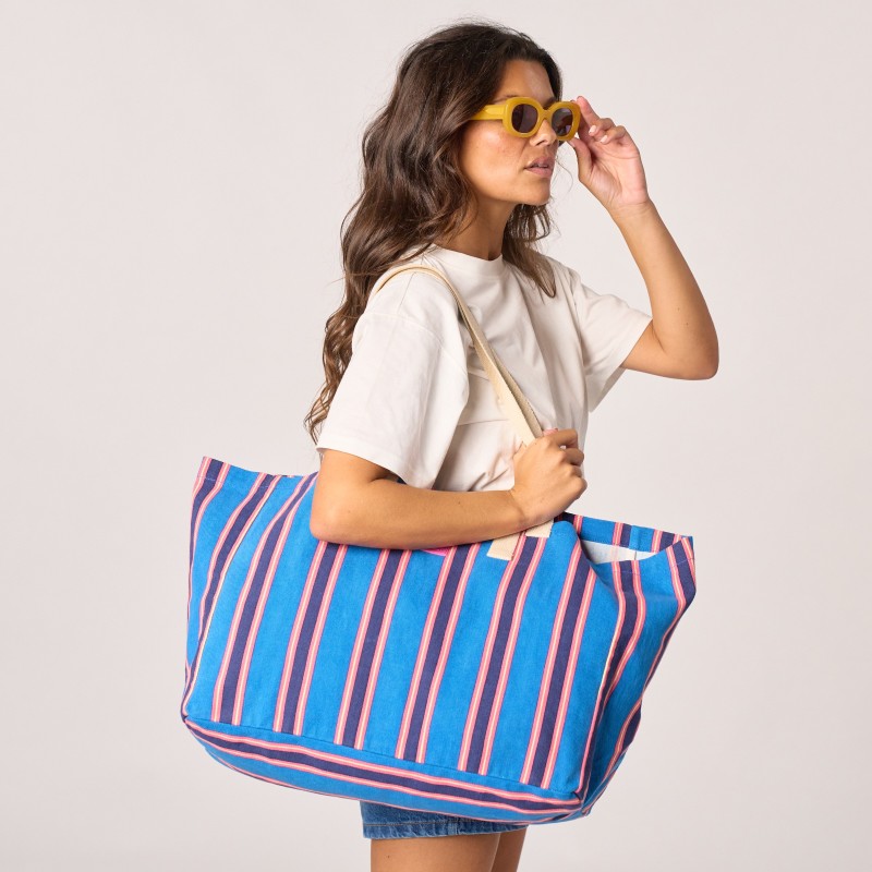 Sac cabas rayures - BLEU
