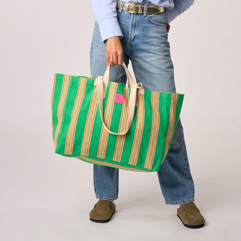 Sac cabas rayures - VERT