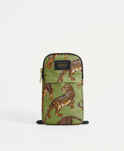 Pochette téléphone OLIVE LEOPARD - WOUF