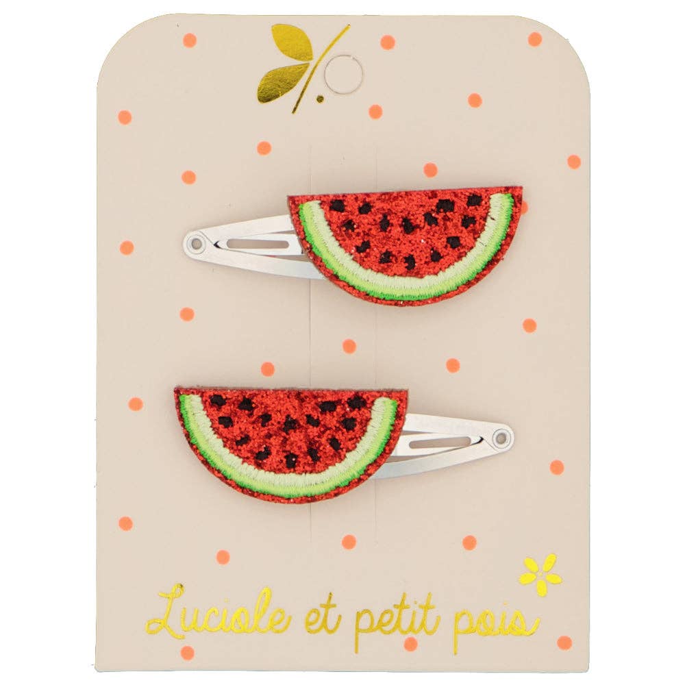 Barrettes pastèques (paire)