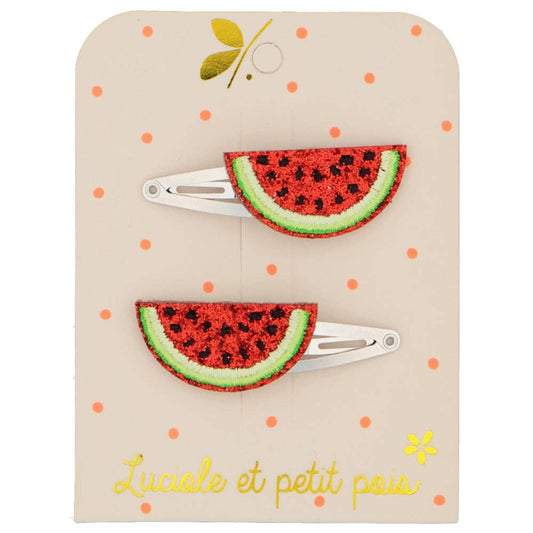 Barrettes pastèques (paire)