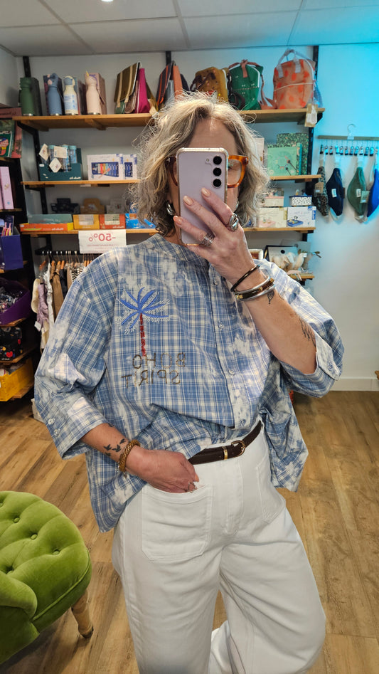 Top CARREAUX BLEUS - Simone