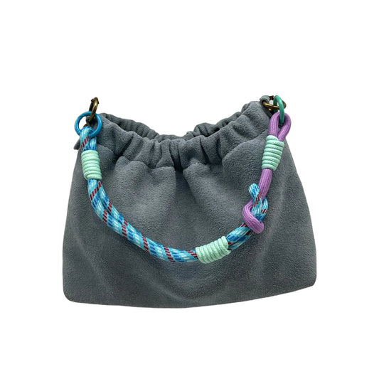Sac bandoulière cuir suédine Plissa - BLEU JEAN