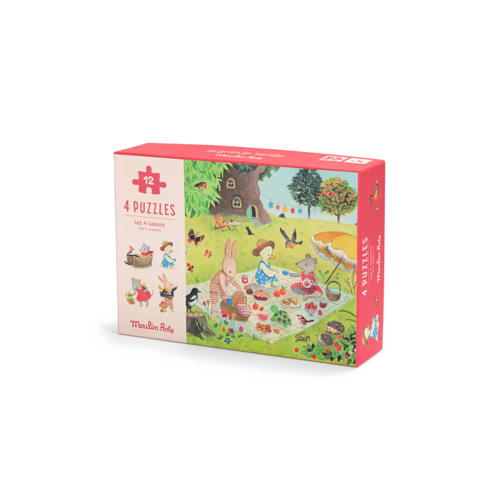 4 minis puzzles - La grande famille - Moulin Roty