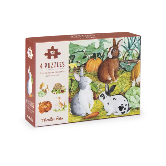 4 minis puzzles - Le jardinier - Moulin Roty