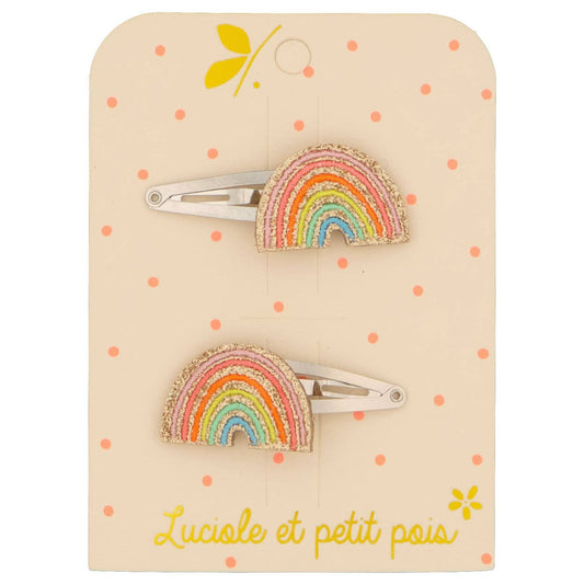 Barrettes arc-en-ciel multicolore (paire)