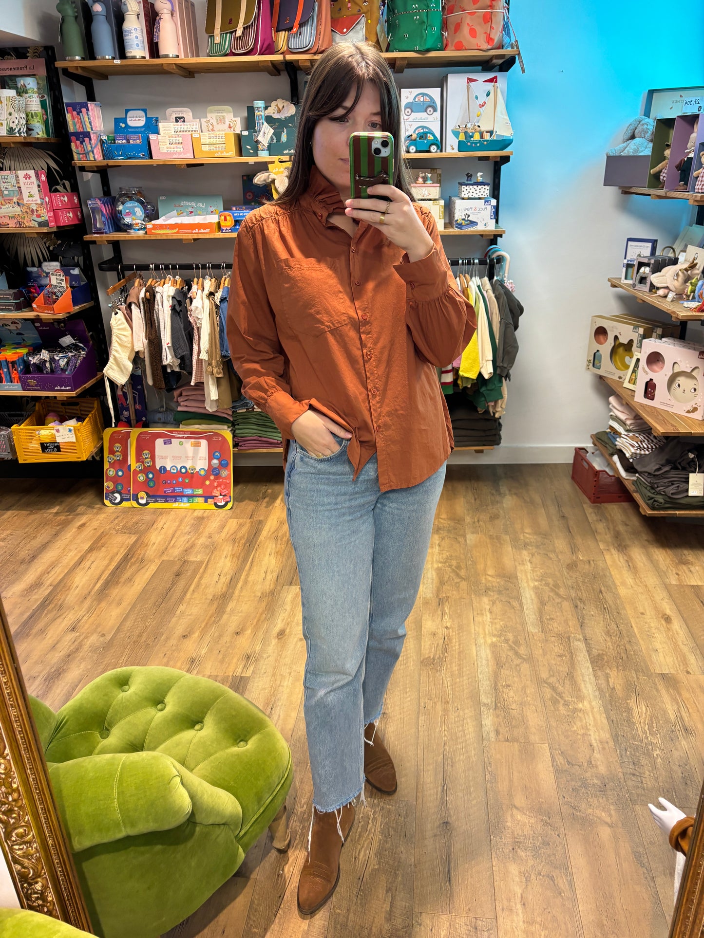 Blouse à col à volants « Lola » : BRIQUE