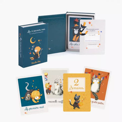 Cartes Mes 12 premiers mois Les Moustaches - Moulin Roty
