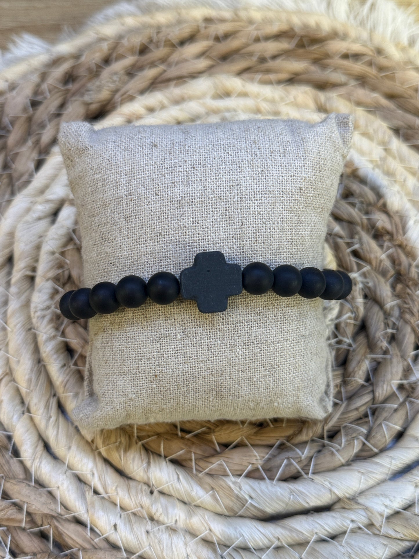 Bracelet Homme Hossegor perles agate noire Ceramique noire - Maison Joseph