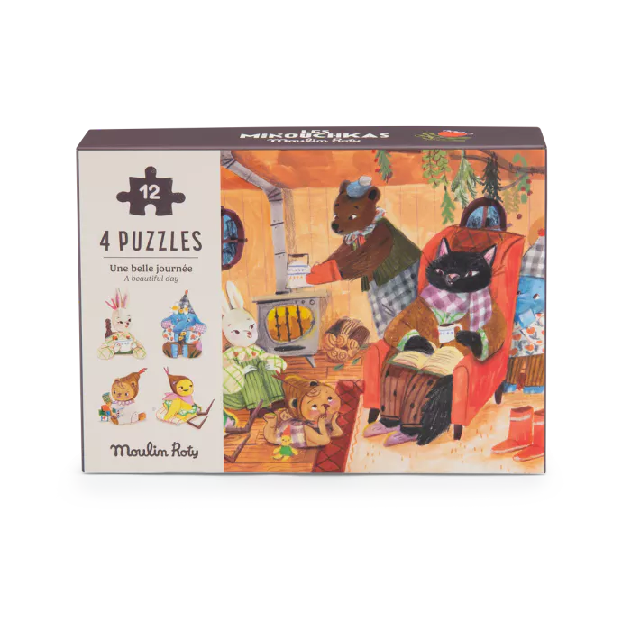 4 minis puzzles - Une belle journée Les Minouchkas - Moulin Roty