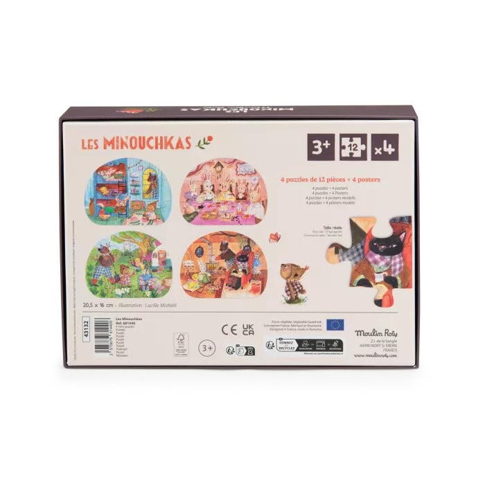 4 minis puzzles - Une belle journée Les Minouchkas - Moulin Roty