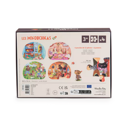 4 minis puzzles - Une belle journée Les Minouchkas - Moulin Roty