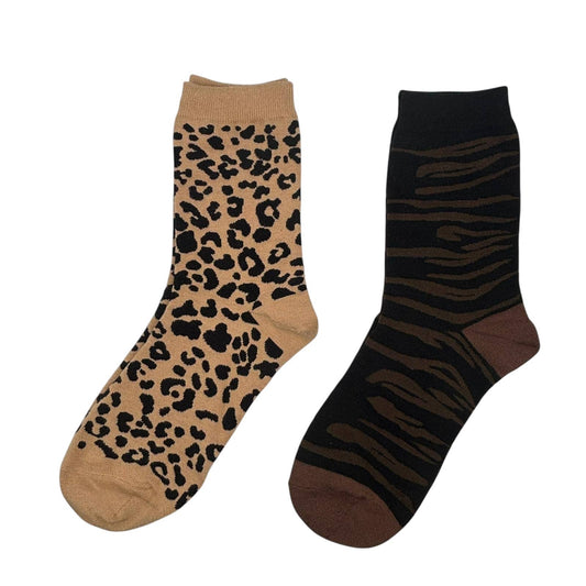 Duo de boîtes de chaussettes Léopard Sable & Savannah marron