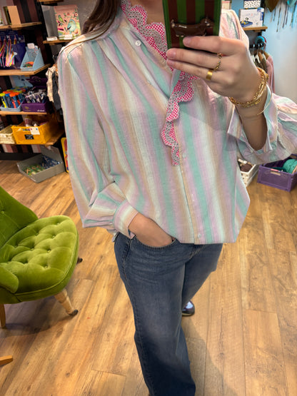 Chemise RAYURE AQUA ET LILA - Alya