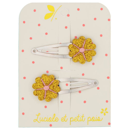 Barrettes bouton d'or (paire)