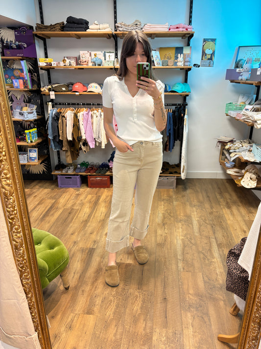 Polo côtelé BLANC - HL050