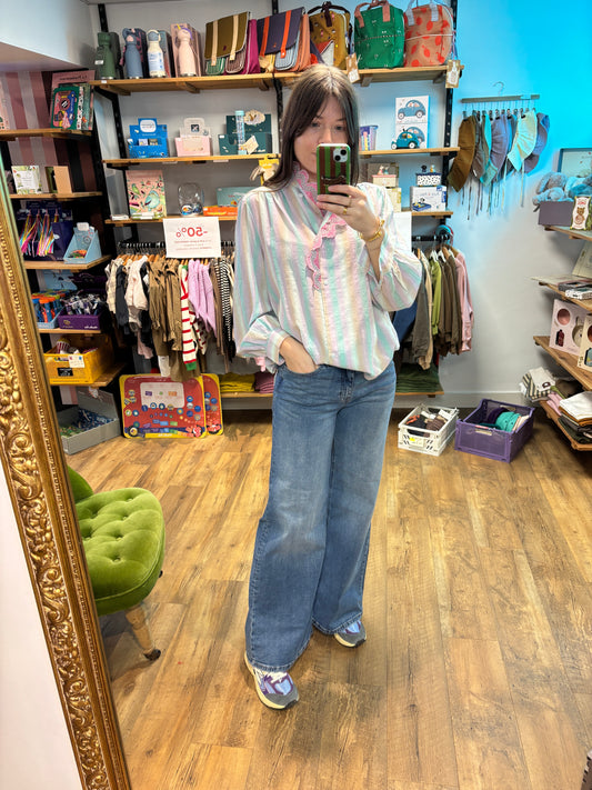 Chemise RAYURE AQUA ET LILA - Alya