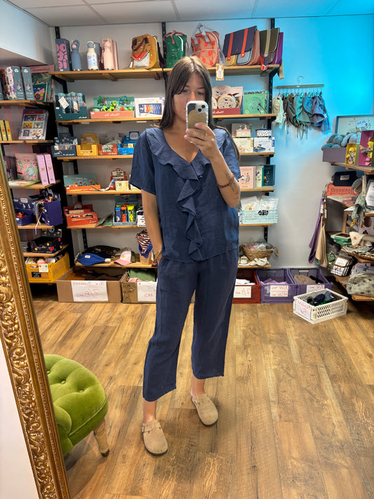 Pantalon lin MARINE - KL79007
