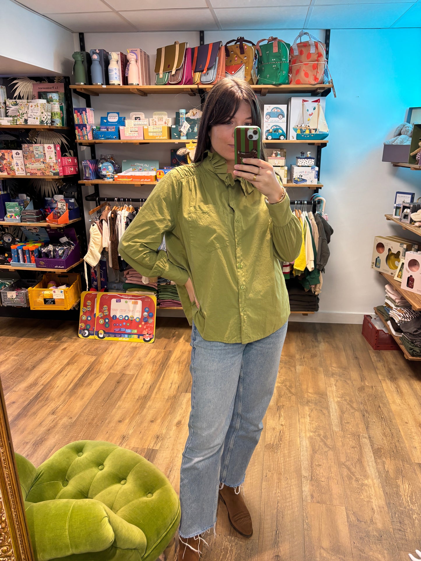 Blouse à col à volants « Lola » : VERT