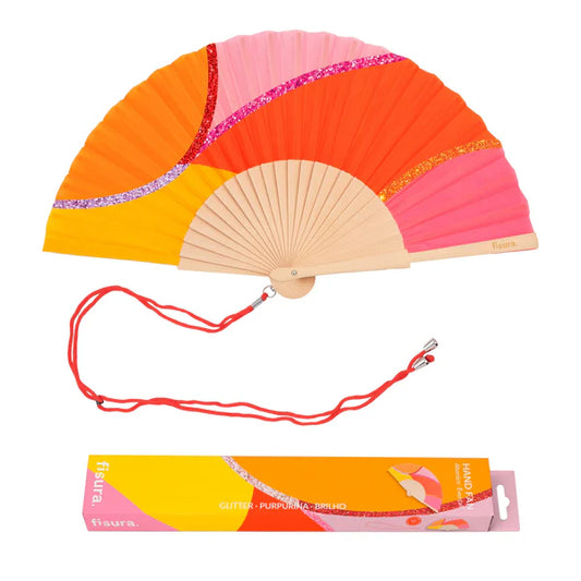 Eventail "VAGUES ORANGES/ROSES/ROUGES/JAUNES"