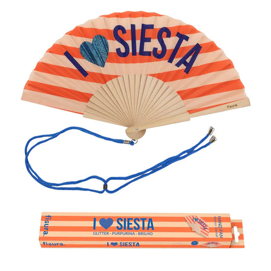 Eventail "I LOVE SIESTA" - Rouge