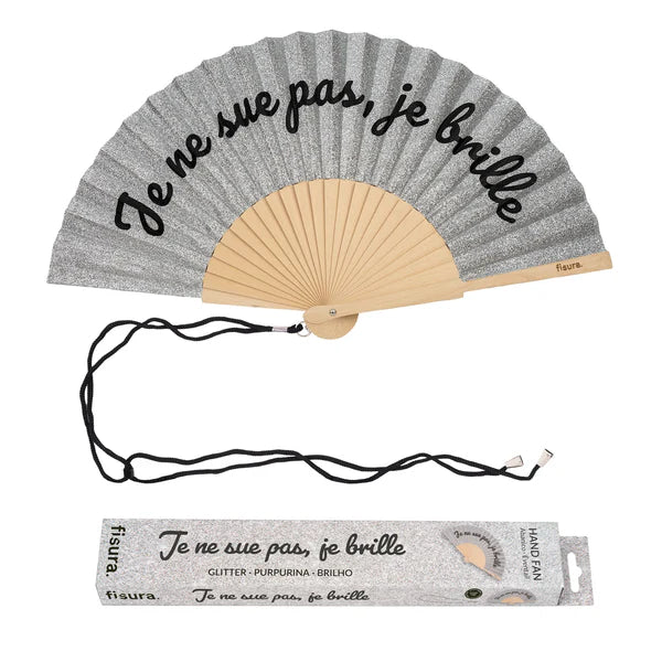 Eventail "JE NE SUE PAS JE BRILLE" - Silver
